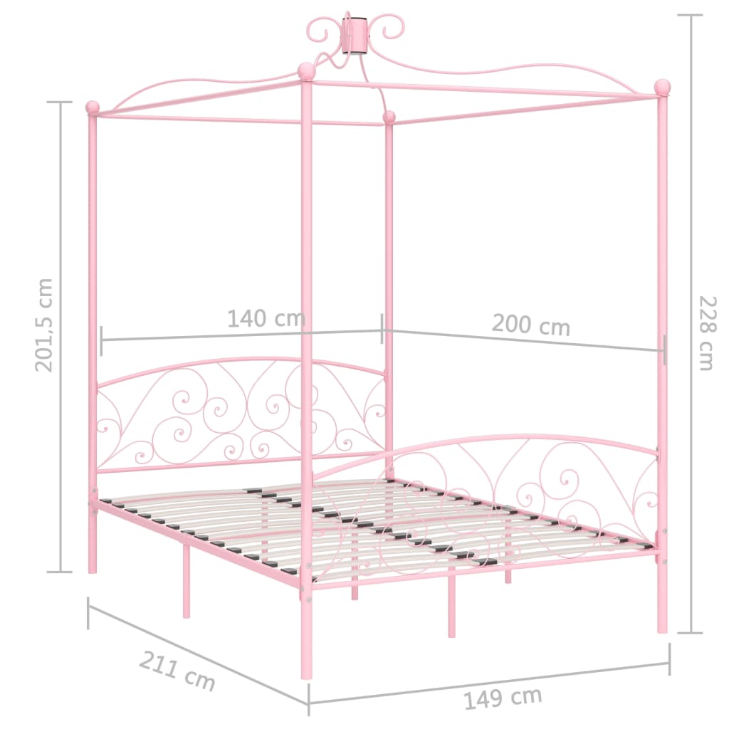 Bed Frame | Pink | Metal | 140x200 cm | Lovely Design | Bed Frame