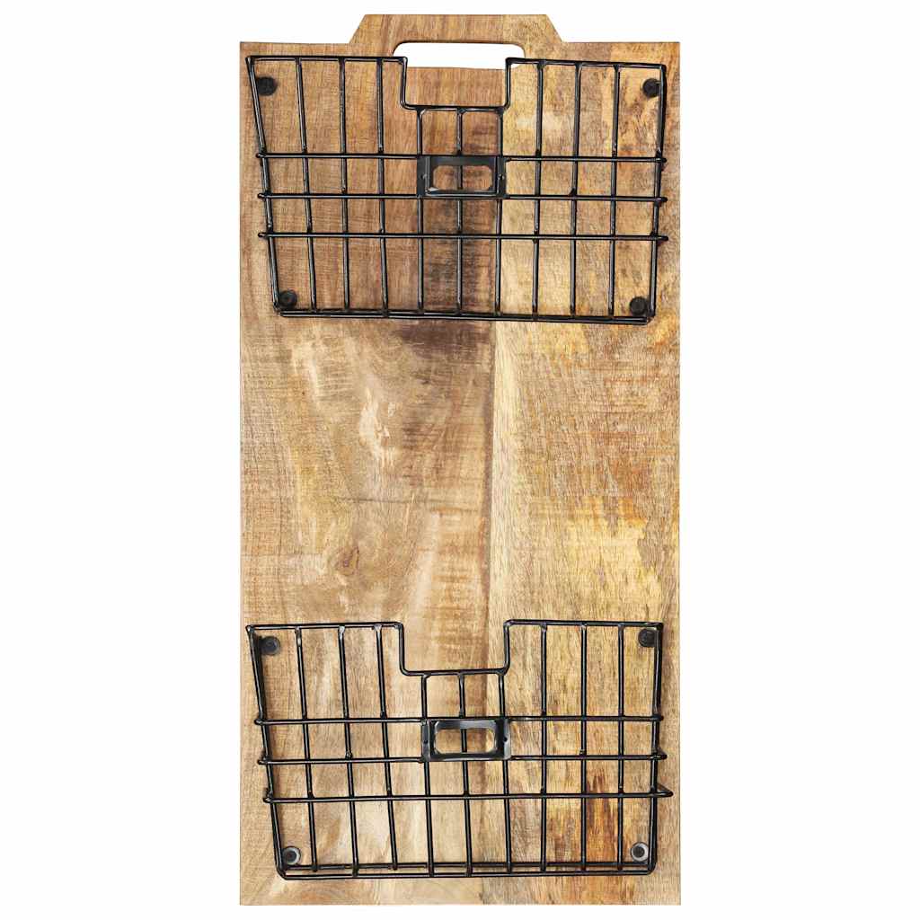 285878 vidaXL Wall-mounted Magazine Rack 33x10x67 cm Solid Rough Mango Wood