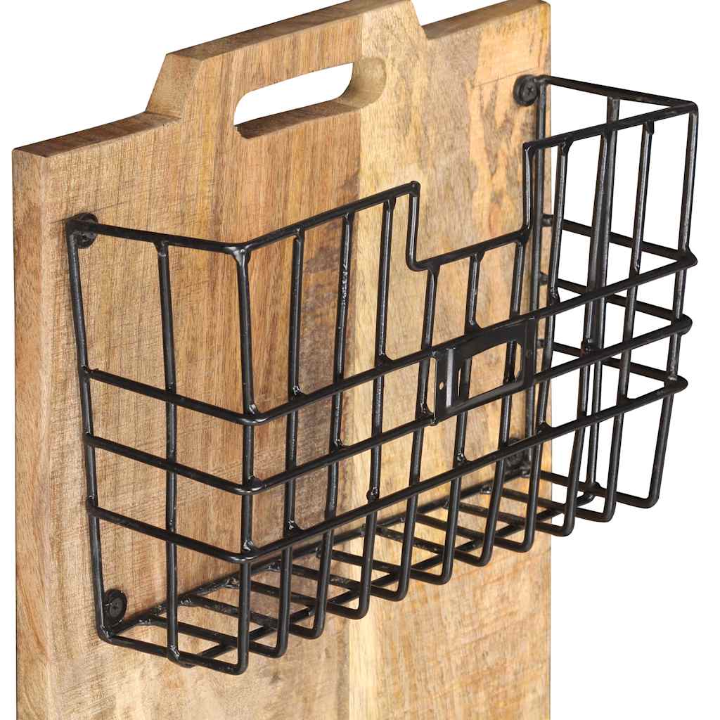 285878 vidaXL Wall-mounted Magazine Rack 33x10x67 cm Solid Rough Mango Wood