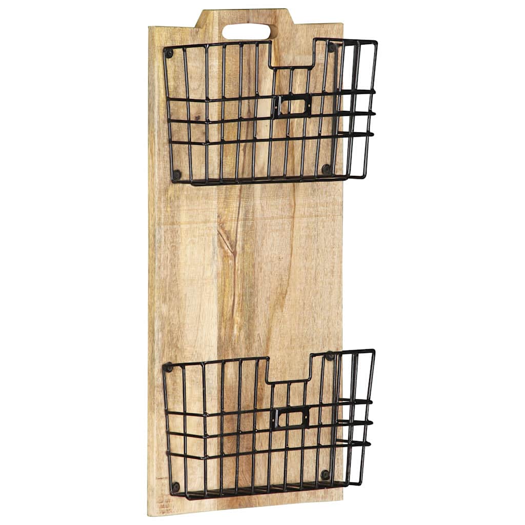 285878 vidaXL Wall-mounted Magazine Rack 33x10x67 cm Solid Rough Mango Wood