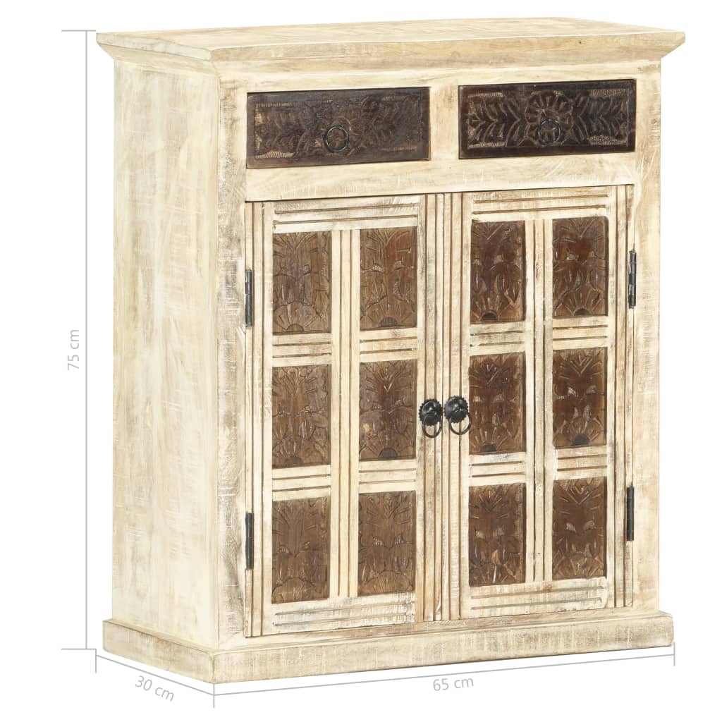 vidaXL Sideboard White 65x30x75 cm Solid Mango Wood