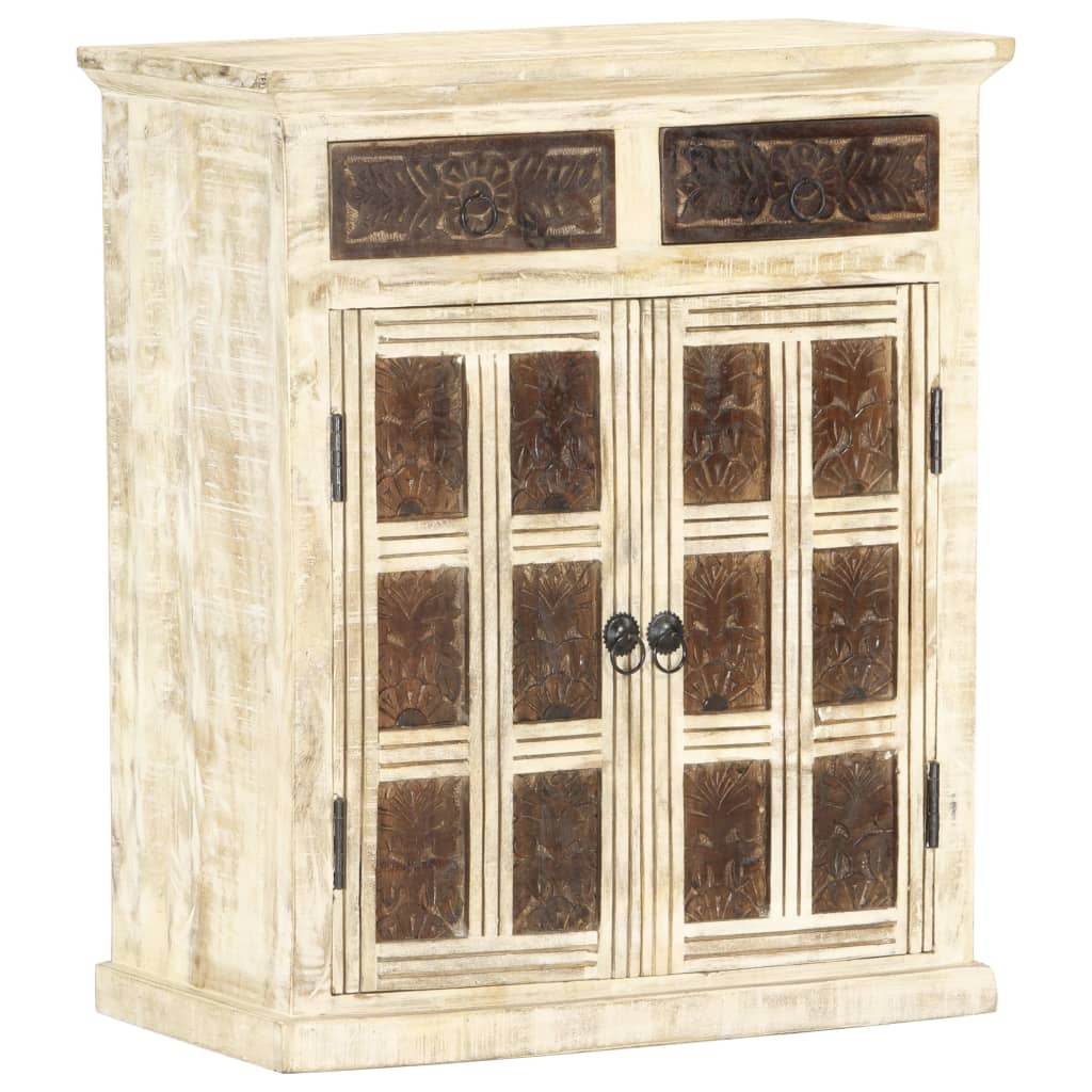 vidaXL Sideboard White 65x30x75 cm Solid Mango Wood