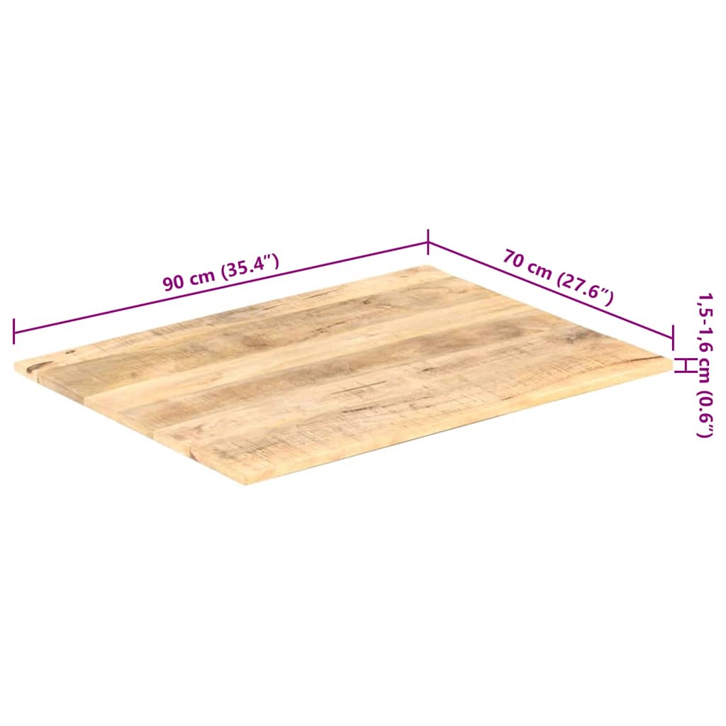 vidaXL Table Top Solid Mango Wood 15-16 mm 90x70 cm