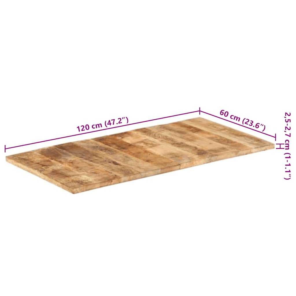 vidaXL Table Top Solid Mango Wood 25-27 mm 120x60 cm