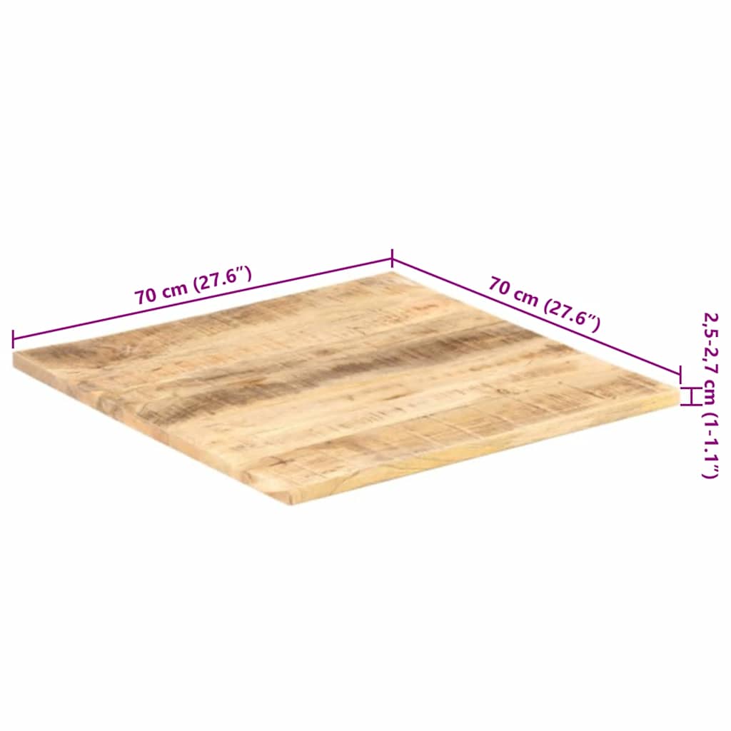vidaXL Table Top Solid Mango Wood 25-27 mm 70x70 cm