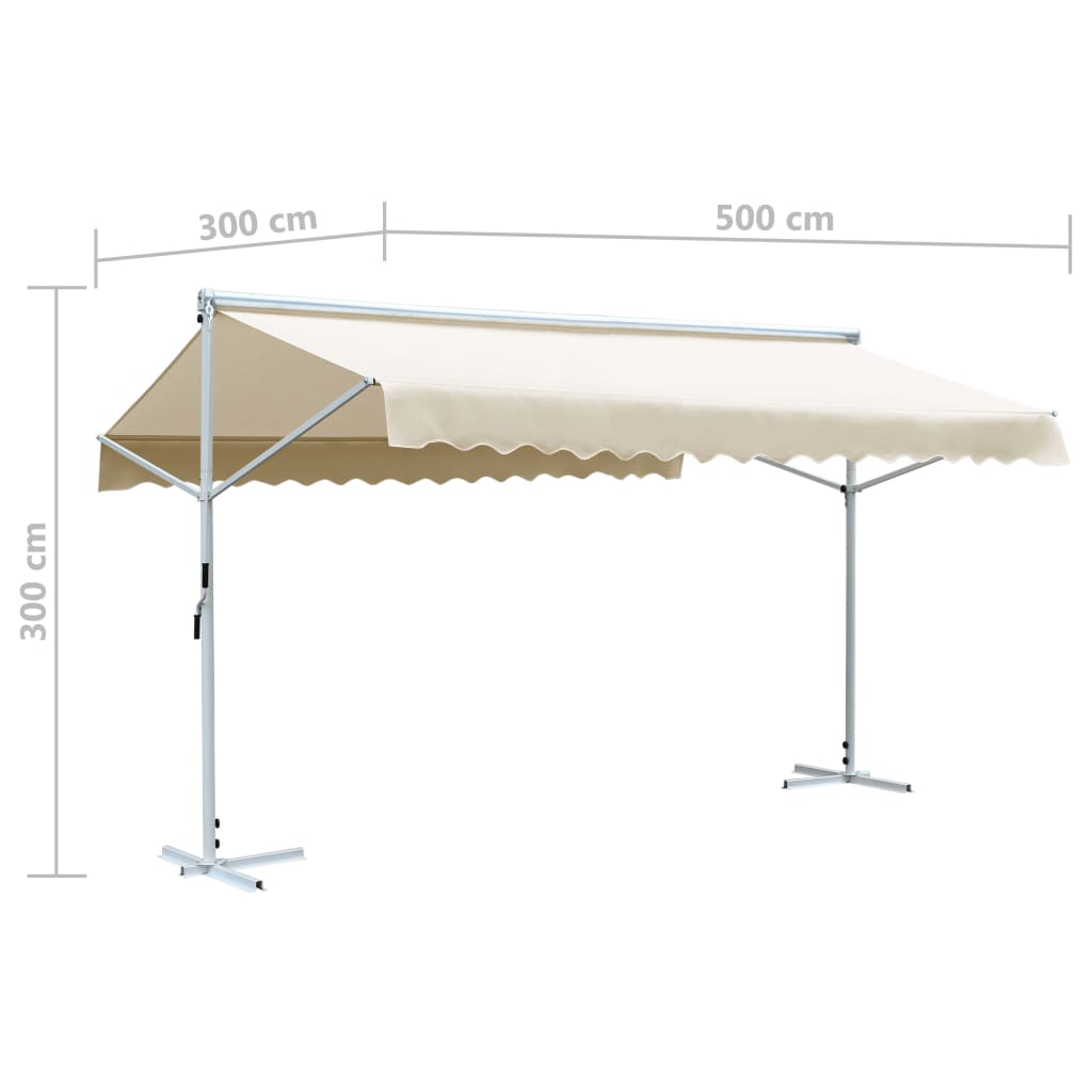 vidaXL Free Standing Awning 500x300 cm Cream