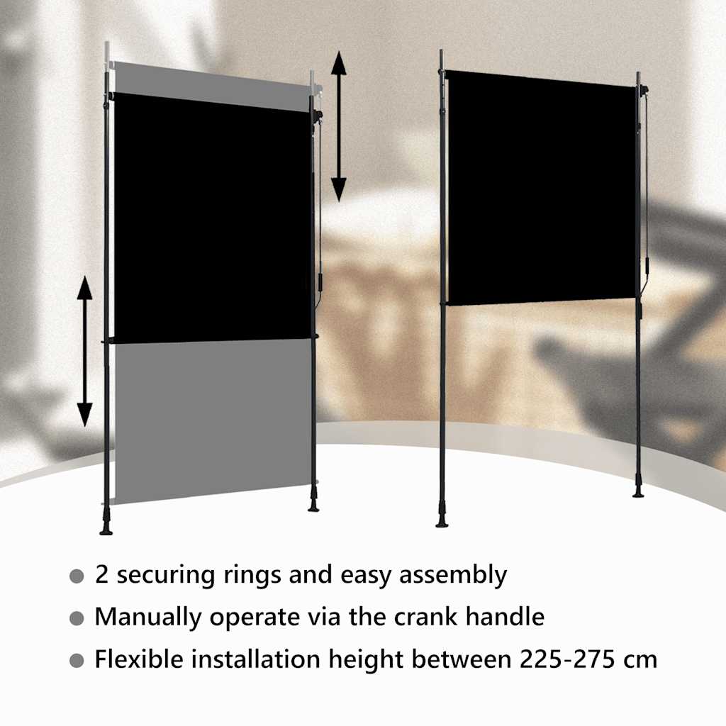 Outdoor Roller Blind 120x270 cm Anthracite