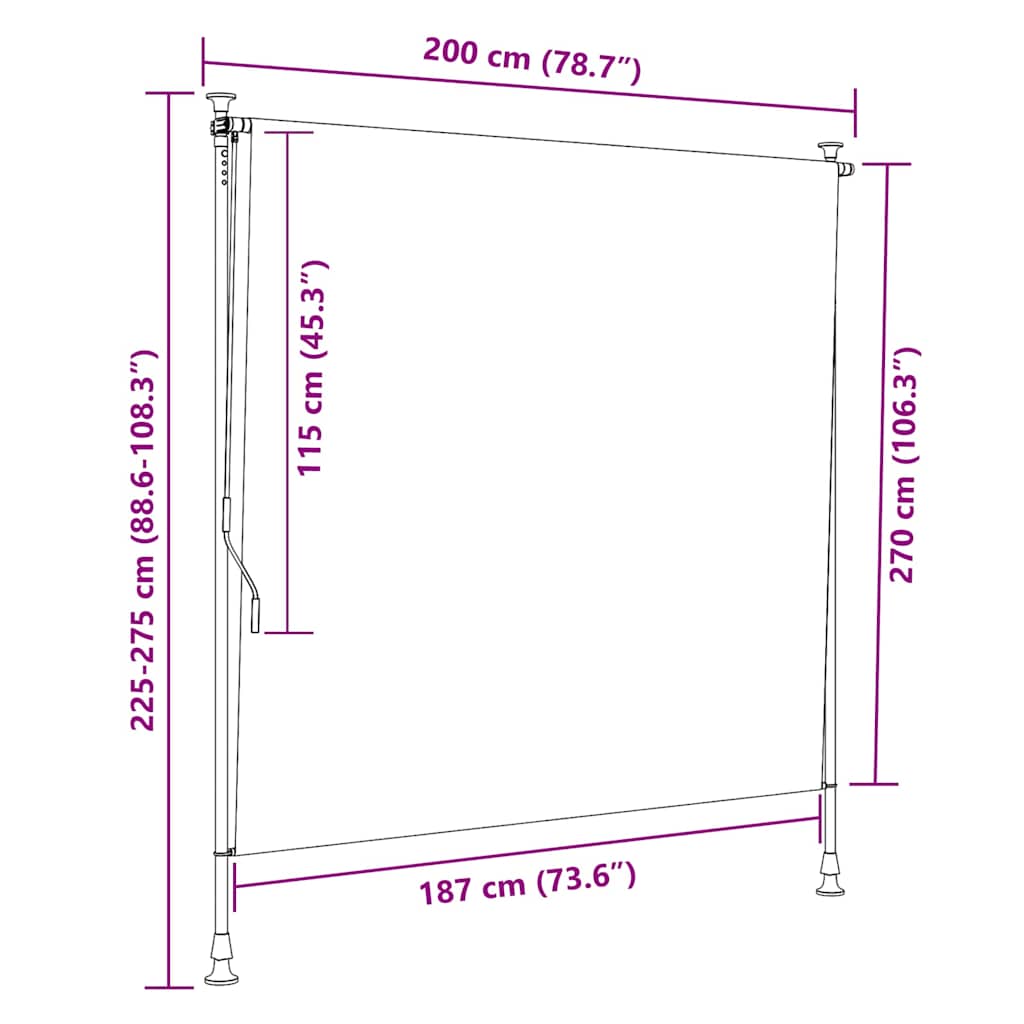 Outdoor Roller Blind 200x270 cm Cream