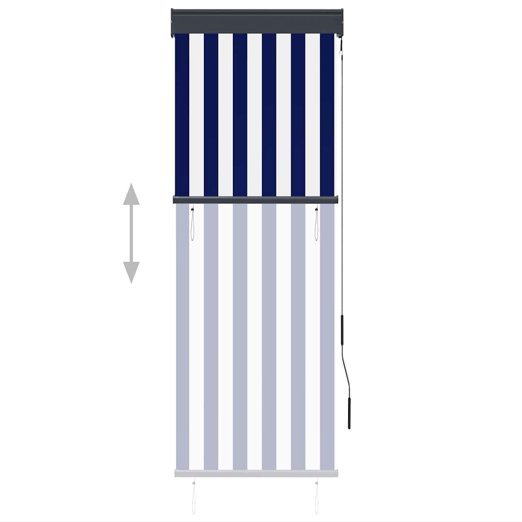 Outdoor Roller Blind 60x250 cm Blue and White