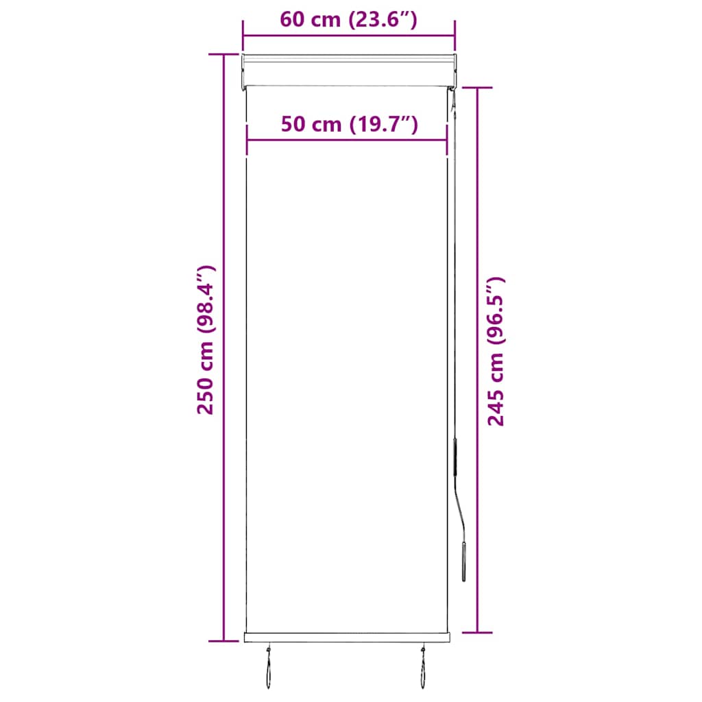 Outdoor Roller Blind 60x250 cm Orange and Brown