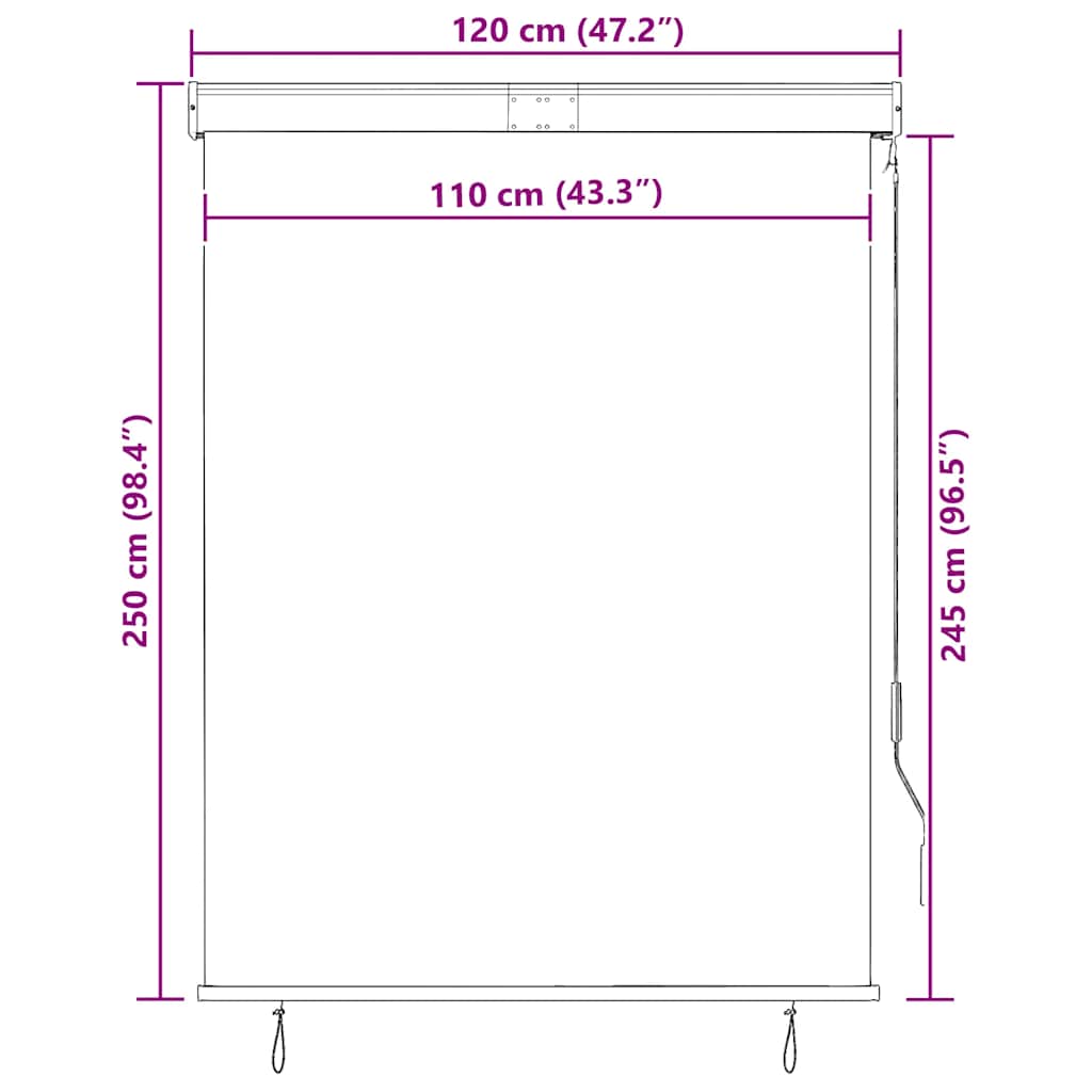 Outdoor Roller Blind 120x250 cm White and Orange