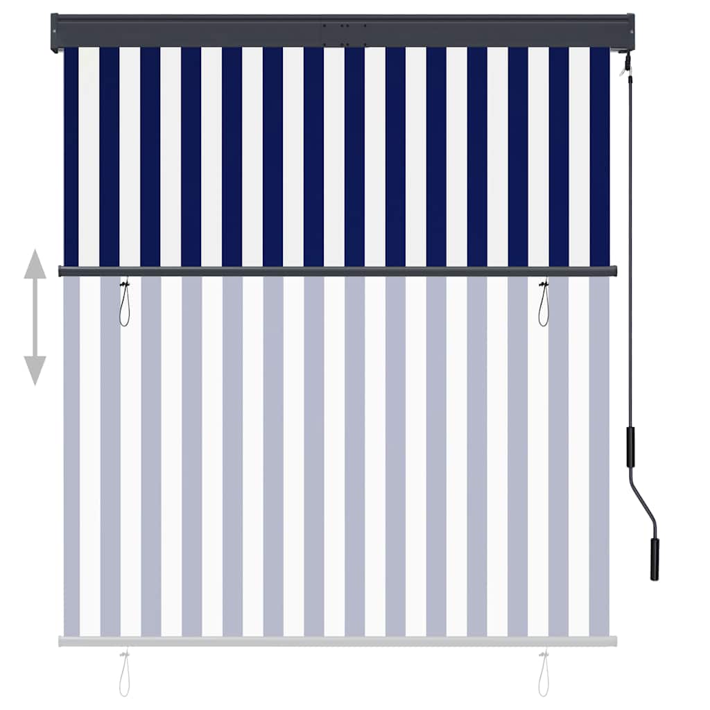 Outdoor Roller Blind 140x250 cm Blue and White