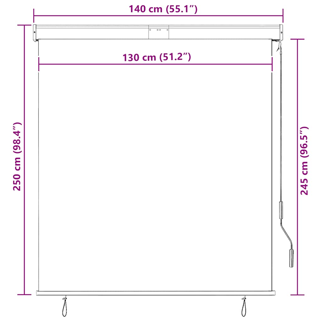Outdoor Roller Blind 140x250 cm Cream