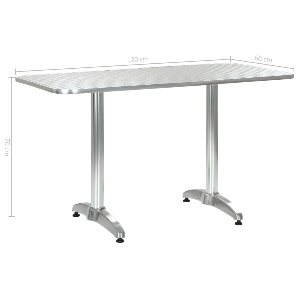 vidaXL Garden Table Silver 120x60x70 cm Aluminium