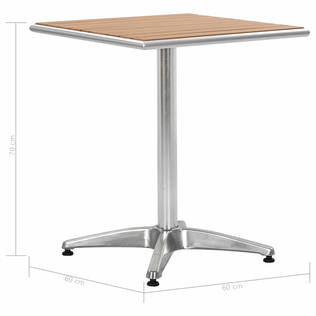 48718 vidaXL Garden Table Silver 60x60x70 cm Aluminium and WPC