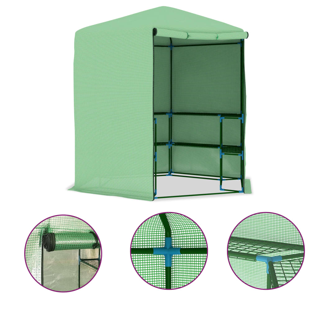 vidaXL Greenhouse with Shelves Steel 227x223 cm