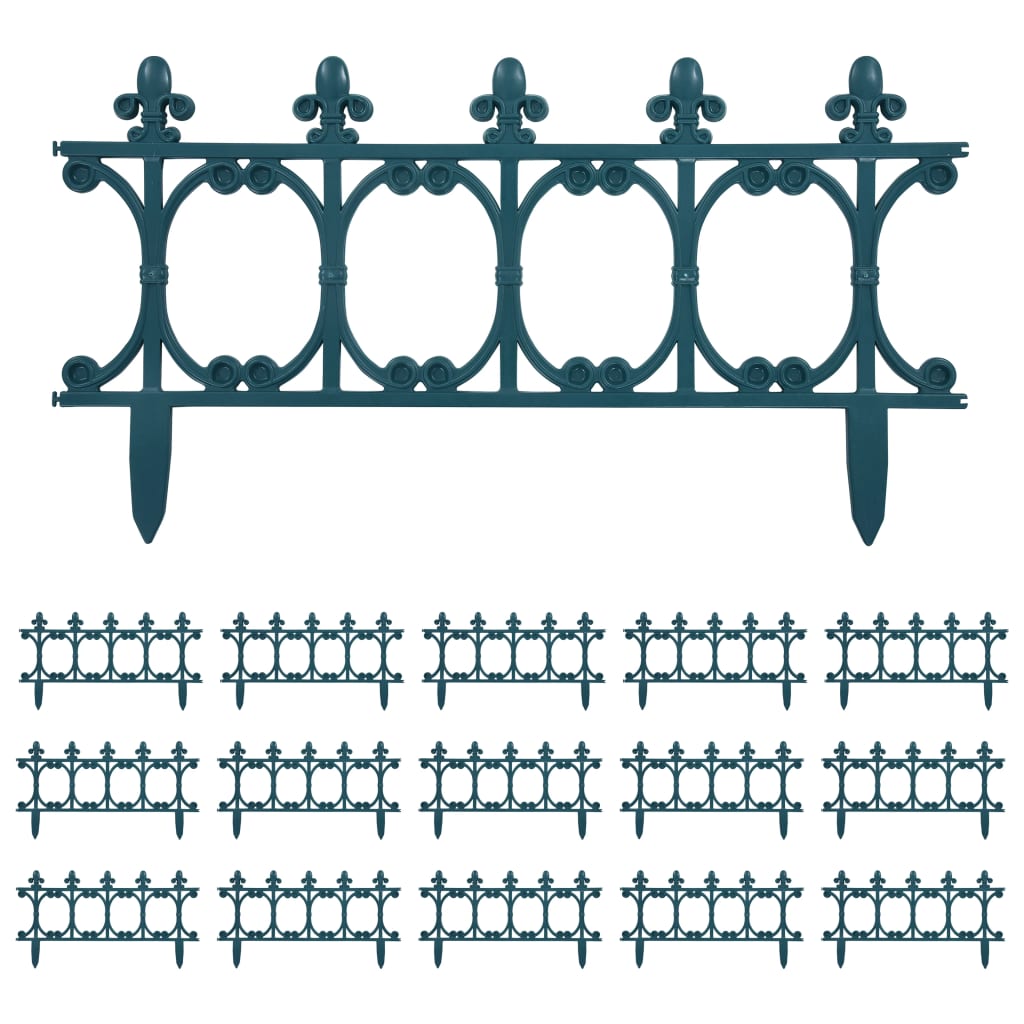 vidaXL Lawn Edgings 16 pcs Green 10 m PP