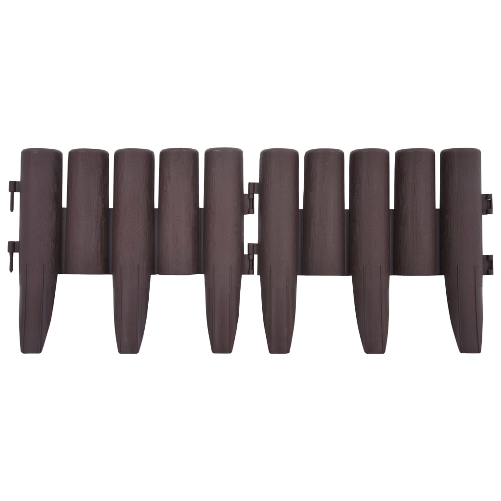 vidaXL Lawn Edgings 36 pcs Brown 10 m PP