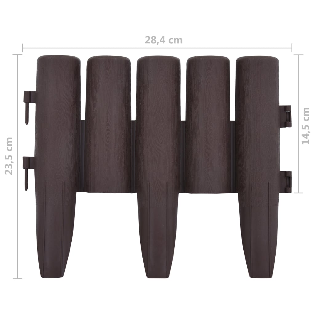 vidaXL Lawn Edgings 36 pcs Brown 10 m PP