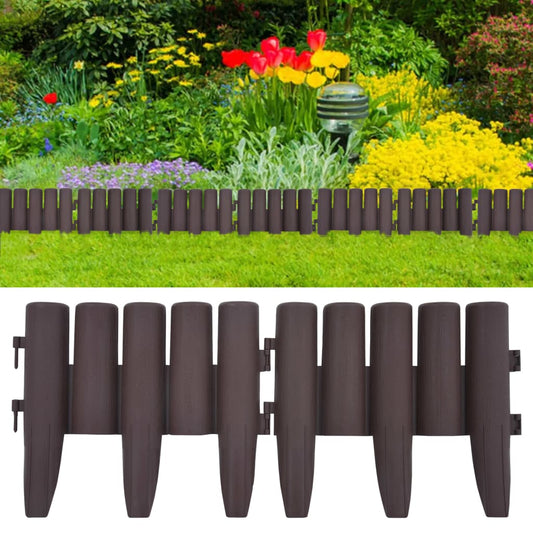 vidaXL Lawn Edgings 36 pcs Brown 10 m PP