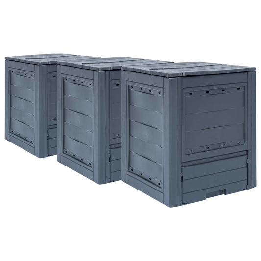 vidaXL Garden Composters 3 pcs Grey 60x60x73cm 780 L