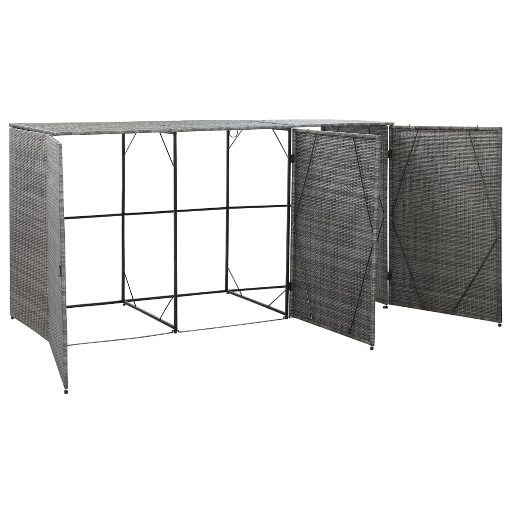 vidaXL Triple Wheelie Bin Shed Anthracite 229x78x120 cm Poly Rattan
