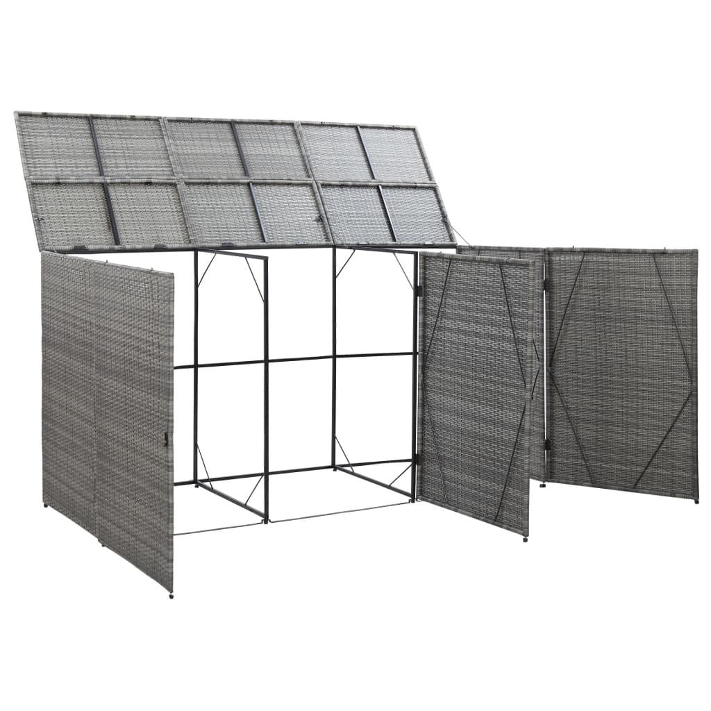 vidaXL Triple Wheelie Bin Shed Anthracite 229x78x120 cm Poly Rattan