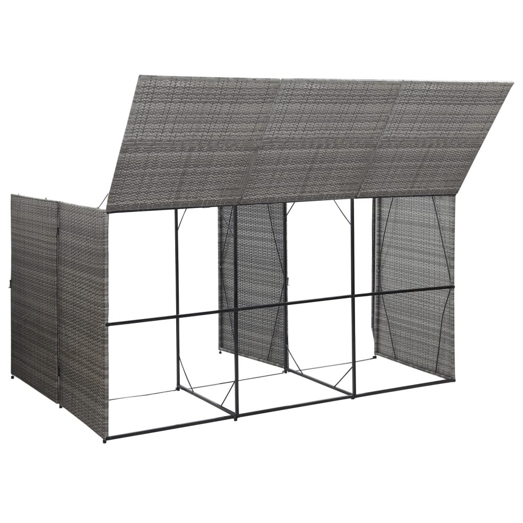 vidaXL Triple Wheelie Bin Shed Anthracite 229x78x120 cm Poly Rattan