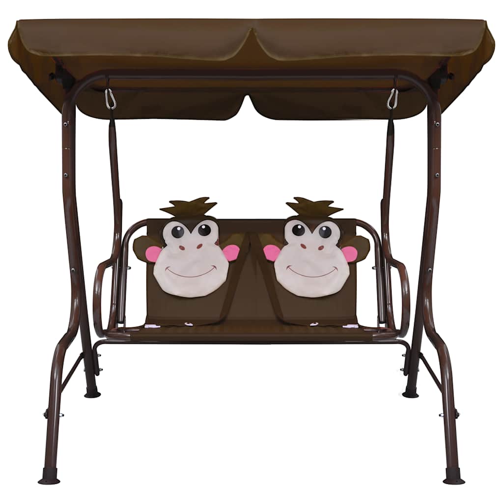 48097 vidaXL Kids Swing Bench Brown 115x75x110 cm Fabric