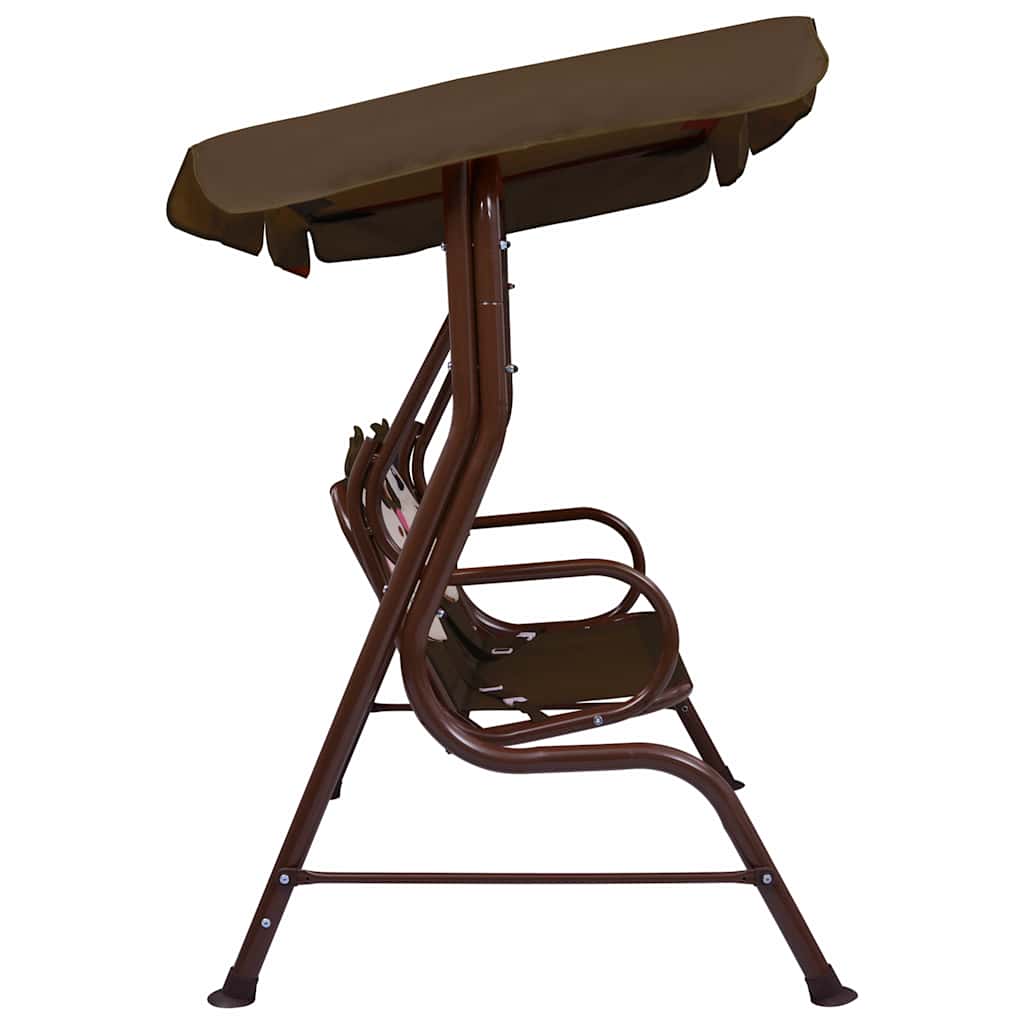48097 vidaXL Kids Swing Bench Brown 115x75x110 cm Fabric