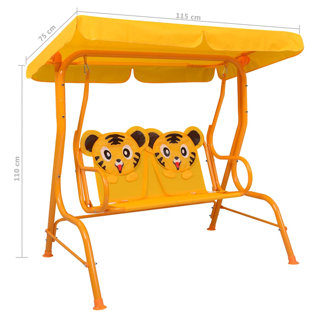 48098 vidaXL Kids Swing Bench Yellow 115x75x110 cm Fabric
