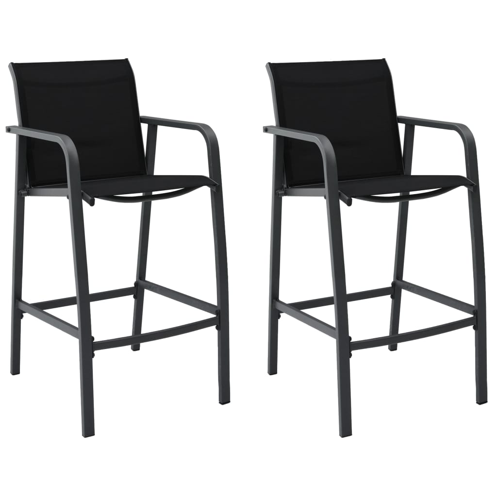 Garden Bar Chair | Set of 2 | Black | Steel, Textilene | Standard