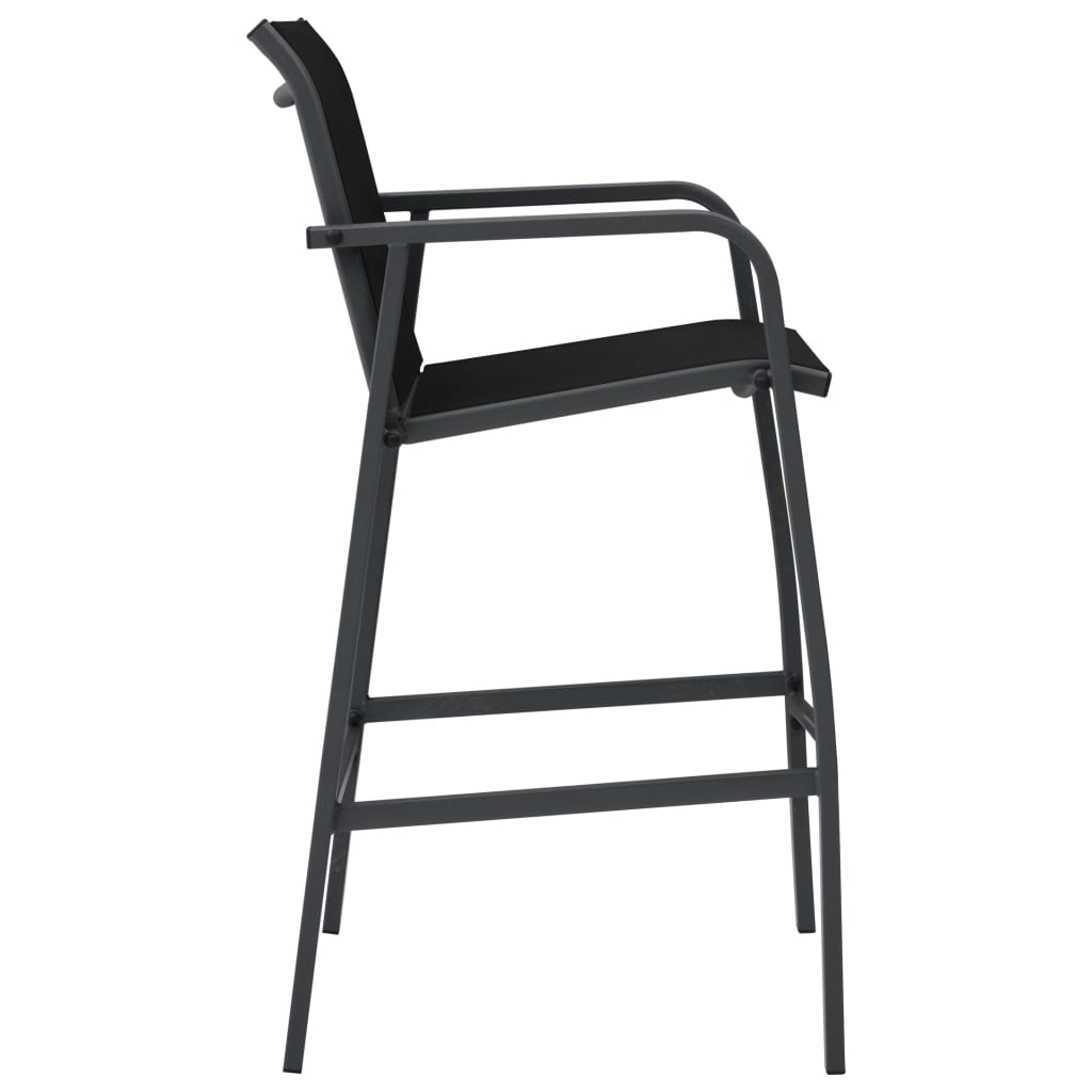 Garden Bar Chair | Set of 2 | Black | Steel, Textilene | Standard