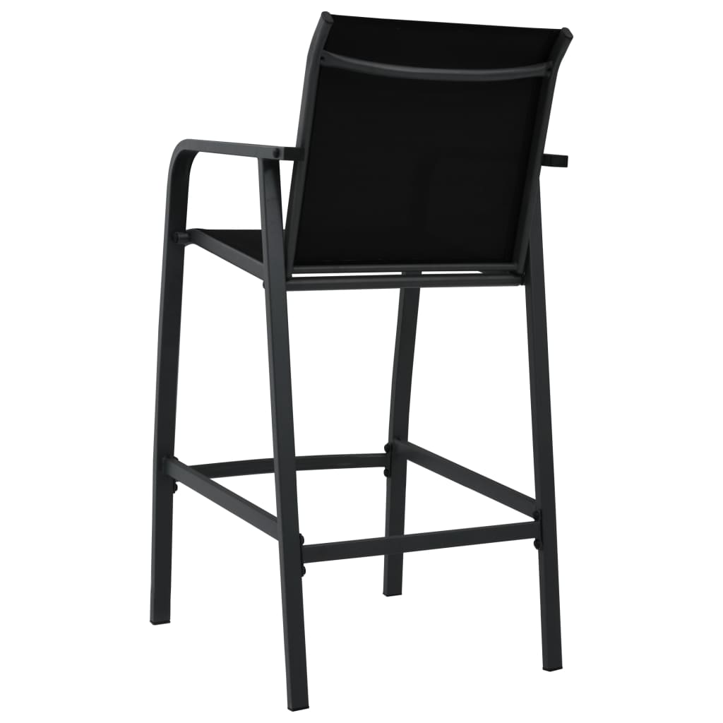 Garden Bar Chair | Set of 2 | Black | Steel, Textilene | Standard