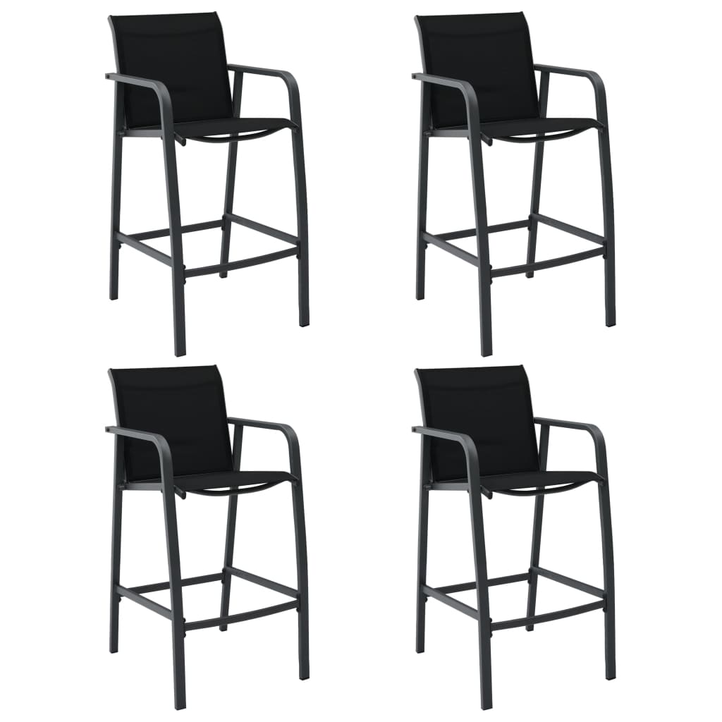 Garden Bar Chair | Set of 4 | Black | Textilene, Steel | Standard