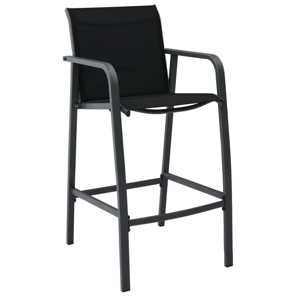 Garden Bar Chair | Set of 4 | Black | Textilene, Steel | Standard