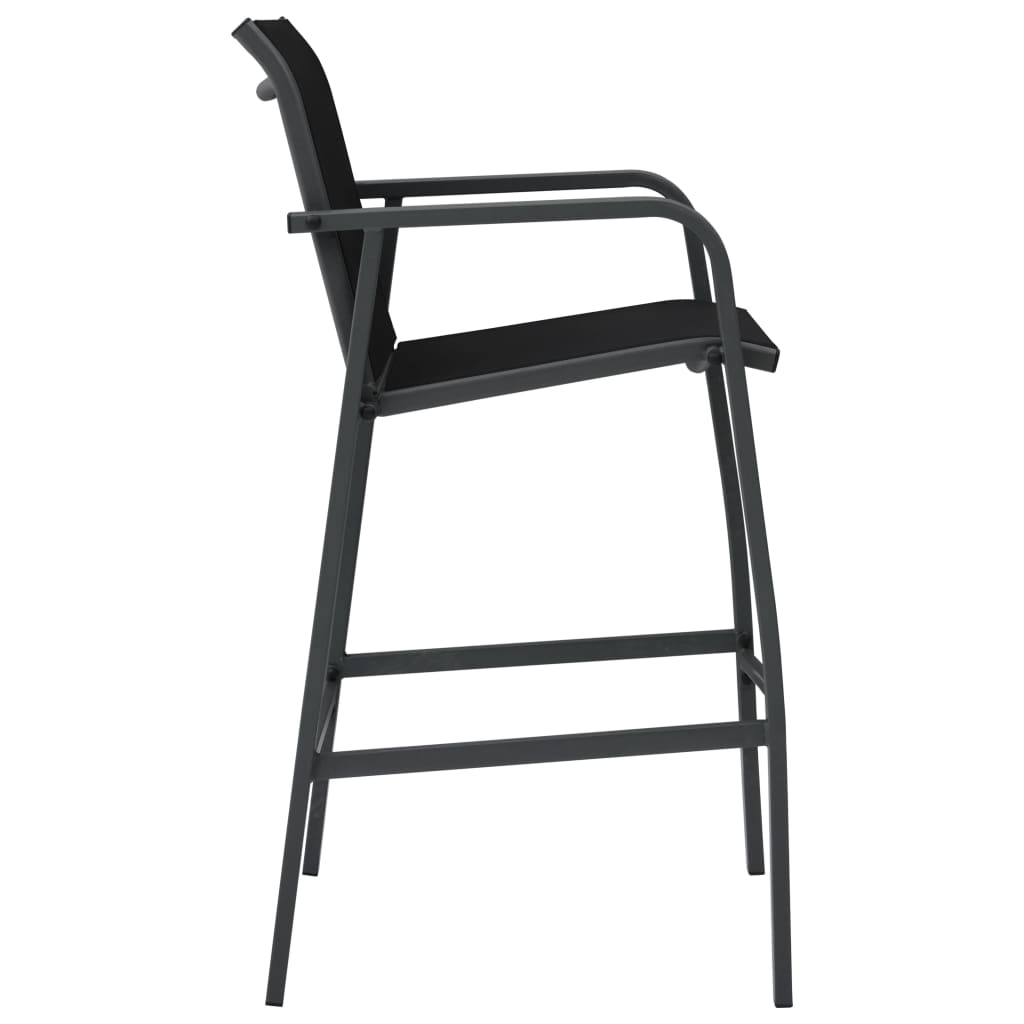 Garden Bar Chair | Set of 4 | Black | Textilene, Steel | Standard