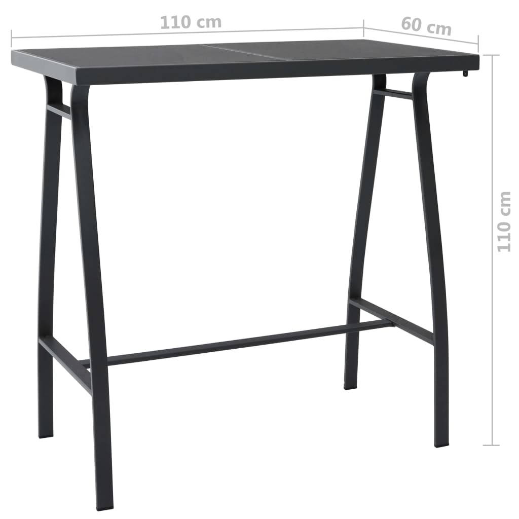 vidaXL Garden Bar Table Black 110x60x110 cm Tempered Glass