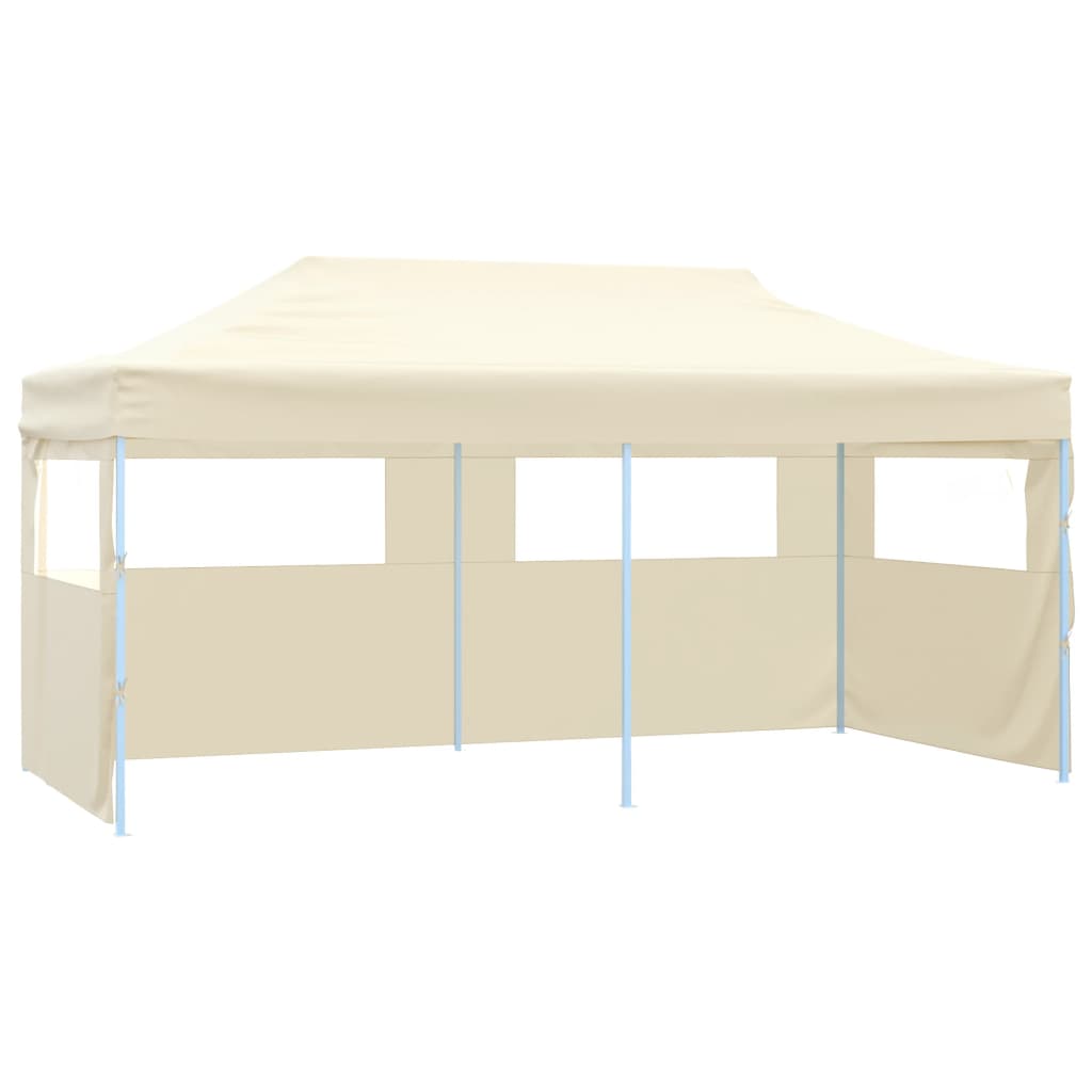 vidaXL Professional Folding Party Tent with 4 Sidewalls 3x6 m Steel Cream