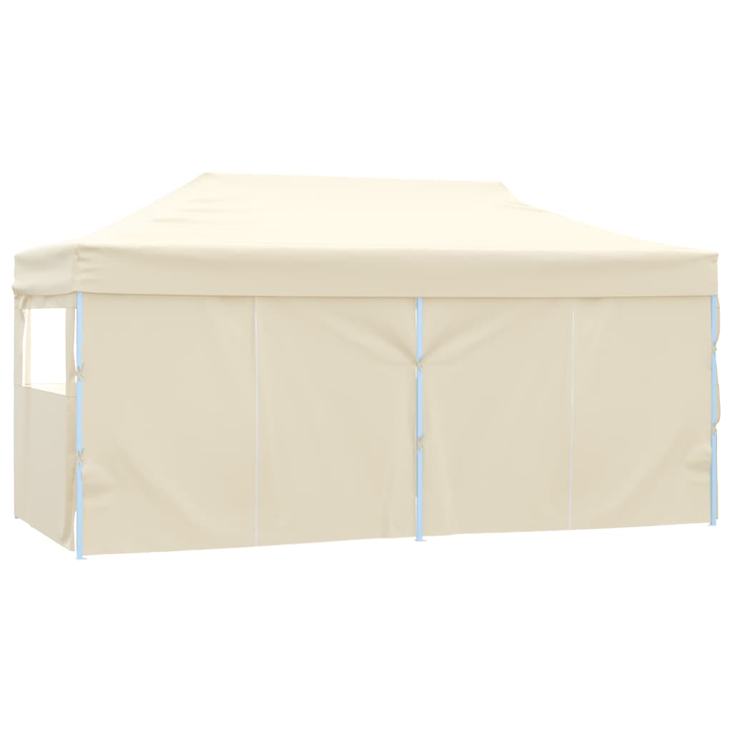 vidaXL Professional Folding Party Tent with 4 Sidewalls 3x6 m Steel Cream