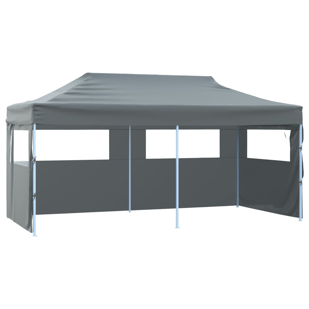 Professionele Opvouwbare Partytent met 4 Zijwanden 3x6 m Staal Antraciet