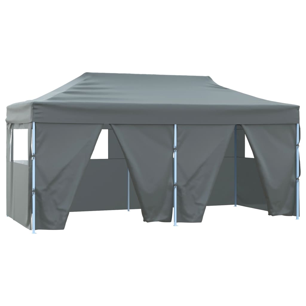 Professionele Opvouwbare Partytent met 4 Zijwanden 3x6 m Staal Antraciet