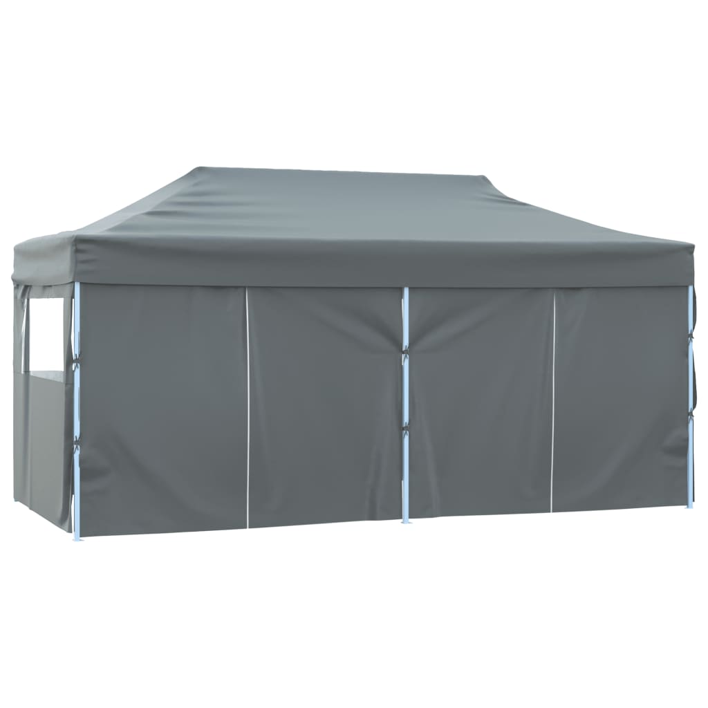 Professionele Opvouwbare Partytent met 4 Zijwanden 3x6 m Staal Antraciet