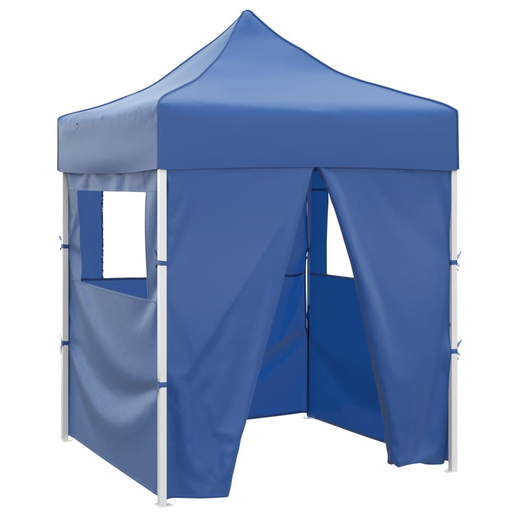 48879 vidaXL Professional Folding Party Tent with 4 Sidewalls 2x2 m Steel Blue