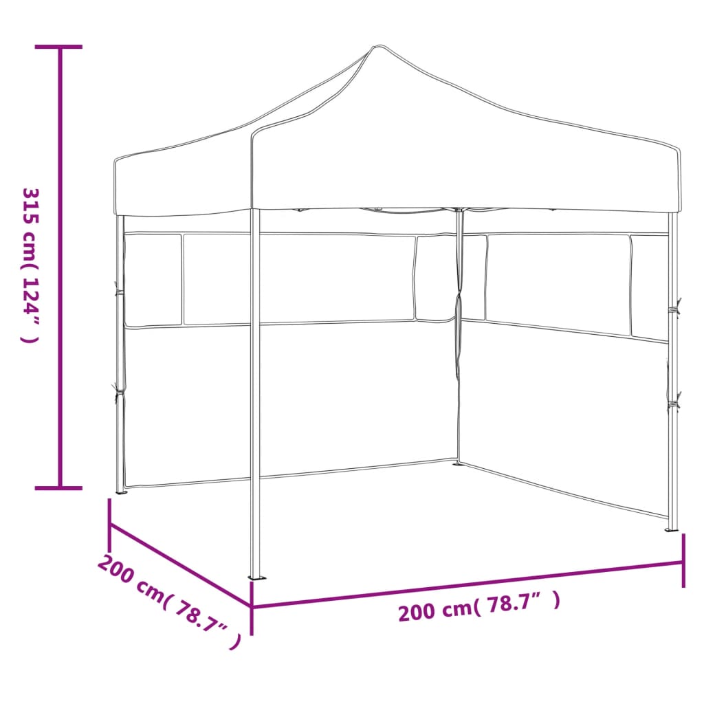 48887 vidaXL Professional Folding Party Tent with 2 Sidewalls 2x2 m Steel White
