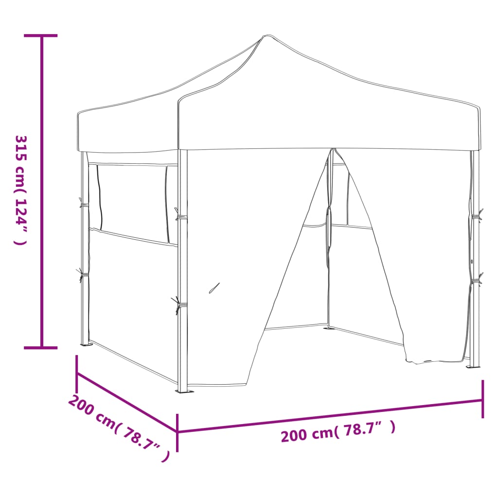 vidaXL Professional Folding Party Tent with 4 Sidewalls 2x2 m Steel White