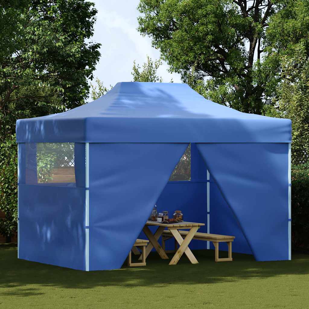 Professional Folding Party Tent with 4 Sidewalls 3x4 m Steel Blue