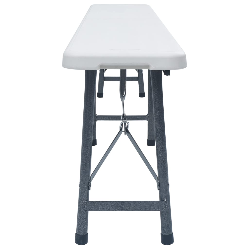 Patio Bench | Set of 2 | White, Black | Steel, HDPE | Large | Foldable