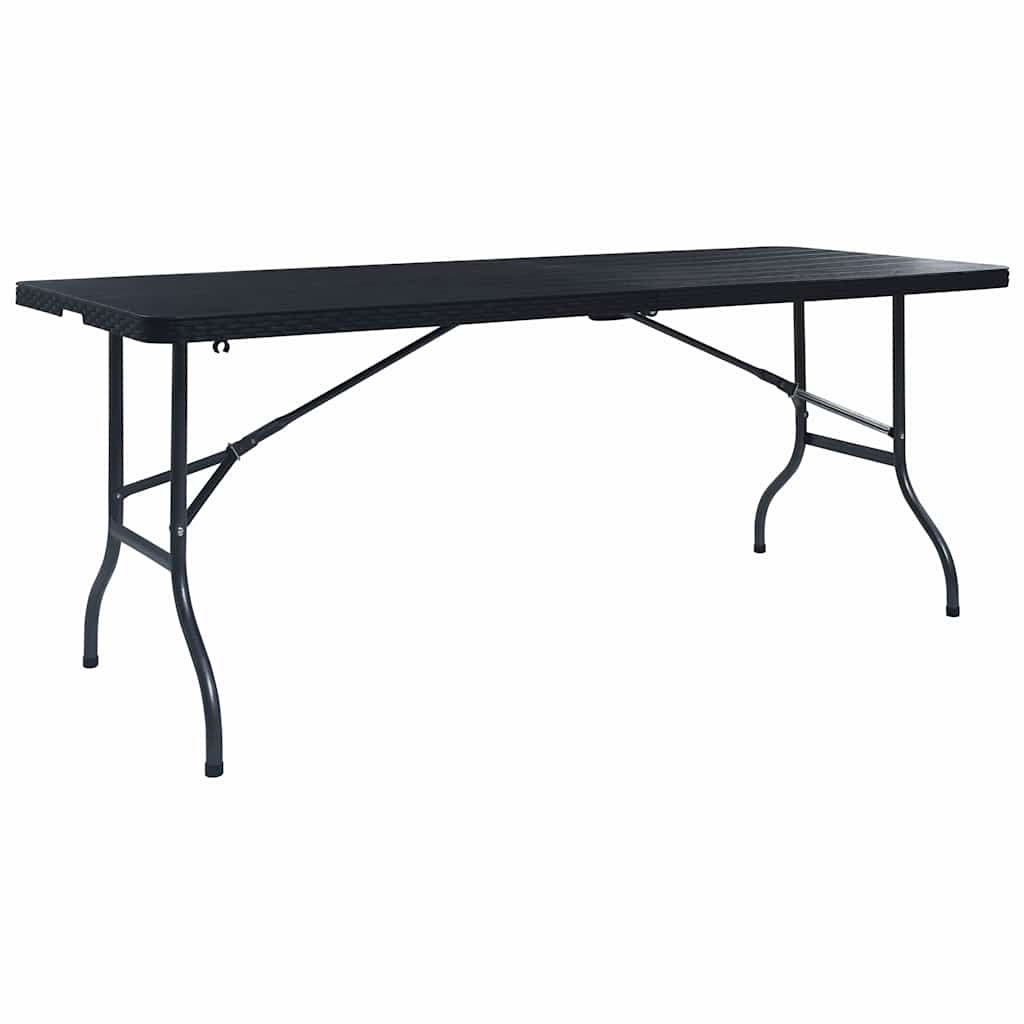 48831 vidaXL Folding Garden Table Black 180x75x72 cm HDPE Imitation Rattan