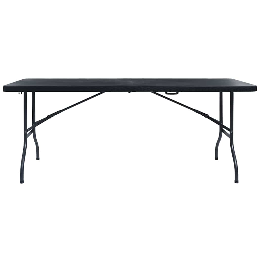48831 vidaXL Folding Garden Table Black 180x75x72 cm HDPE Imitation Rattan